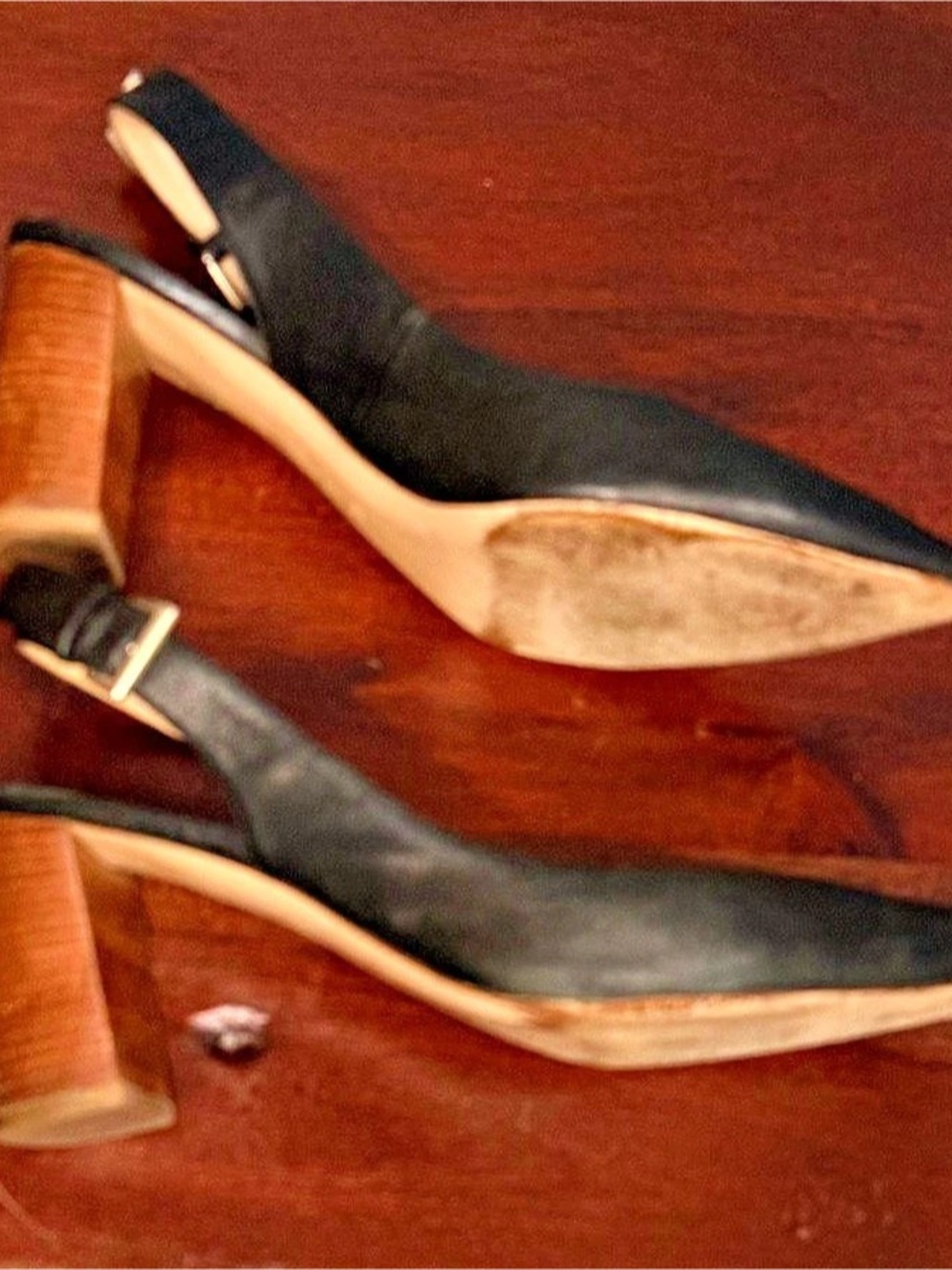 M Gemi Black Pointed-Toe Slingback Heels EU 39